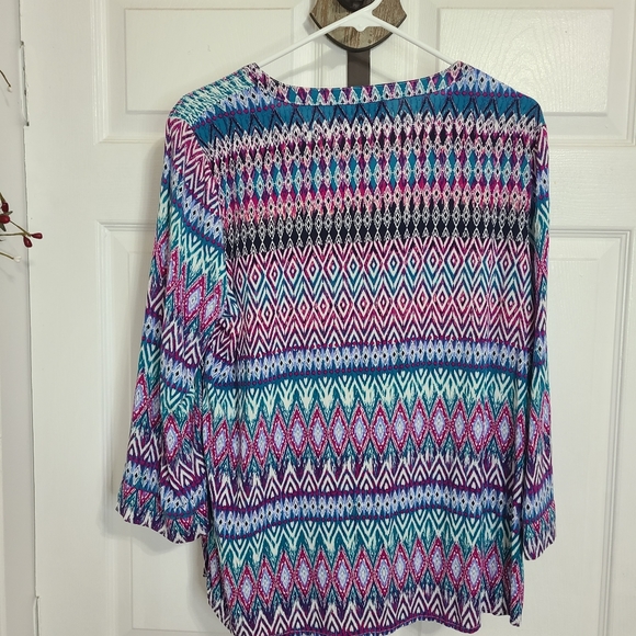 (410) Kim Roger's Woman's Long Sleeve Blouse, Size: Medium Color:Multi-colored - Picture 12 of 13